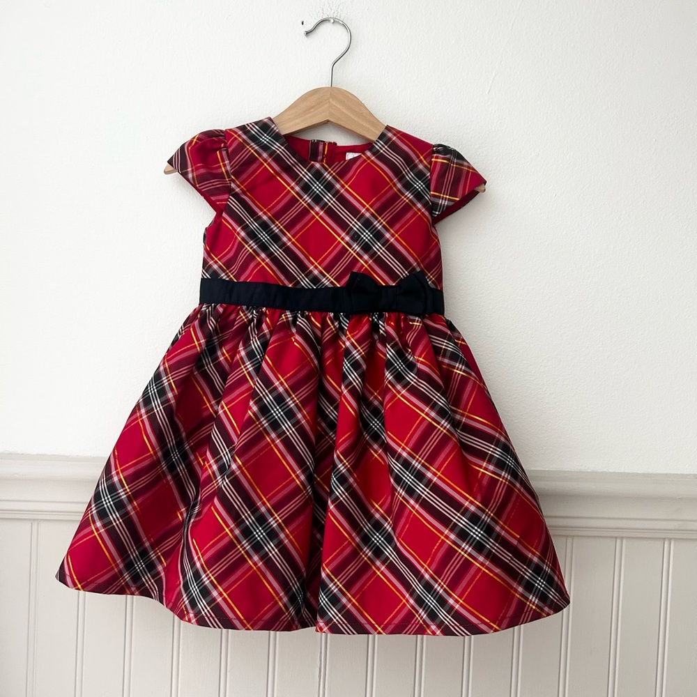 Carter's Girls Baby 18 Months Red Plaid Dress with Black Bow